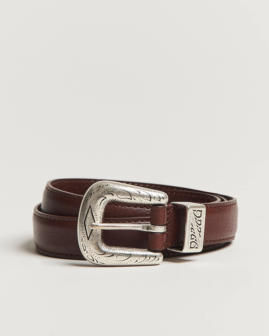 Anderson's Grained Western Leather Belt 2,5 cm Brown – Marron