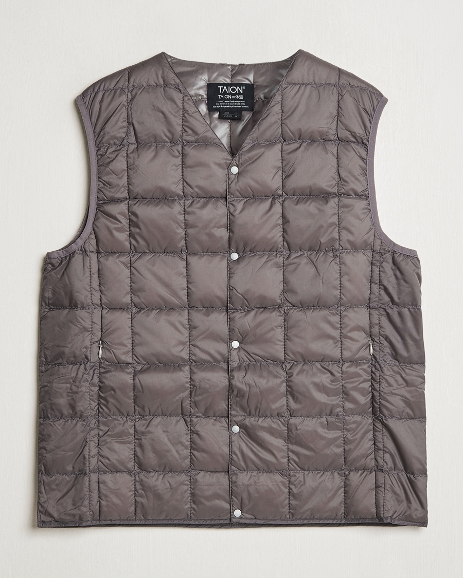 TAION V-Neck Lightweight Down Vest Gray – Gris