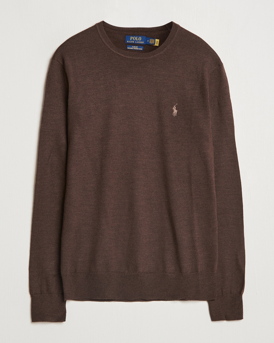 Homme | Soldes -30% | Polo Ralph Lauren | Merino Crew Neck Pullover Cacao Brown Heather