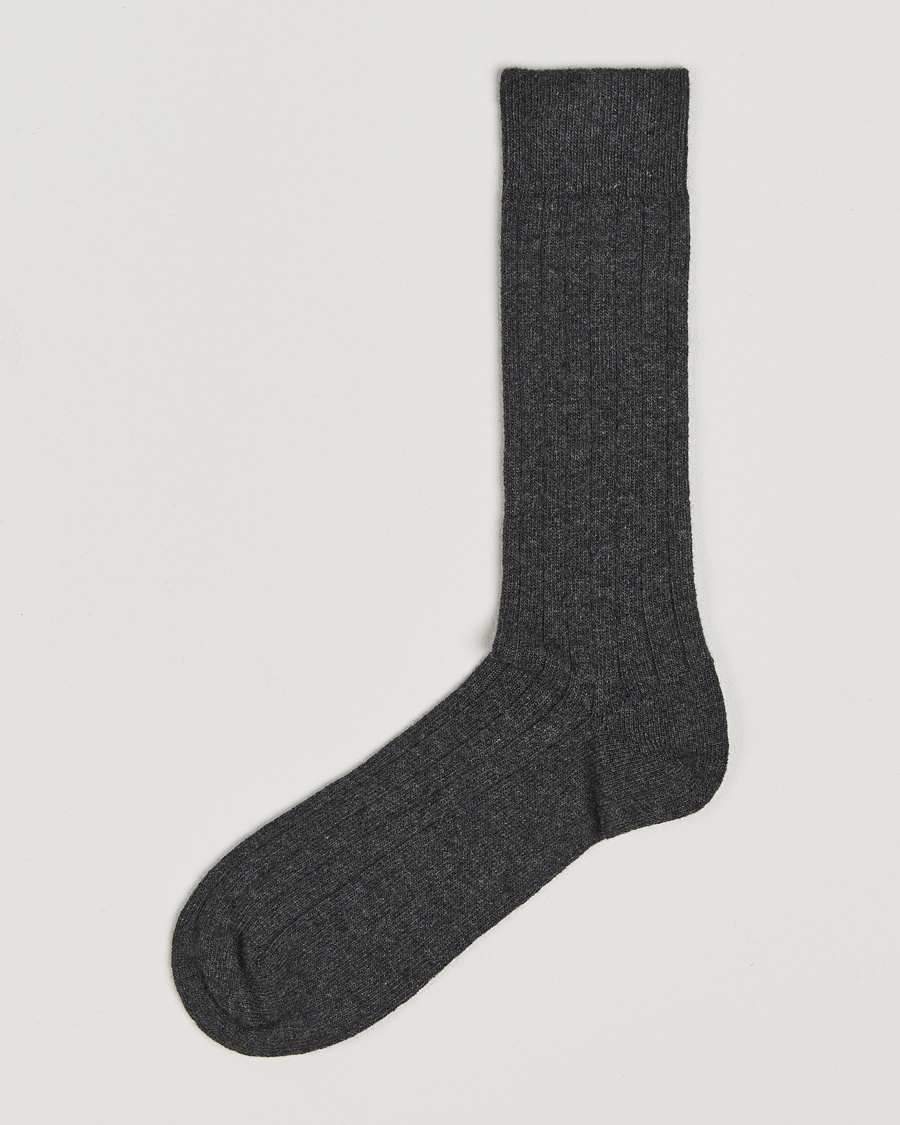 Homme | Bientôt En Stock | Bresciani | Wool/Cashmere Ribbed Socks Dark Grey