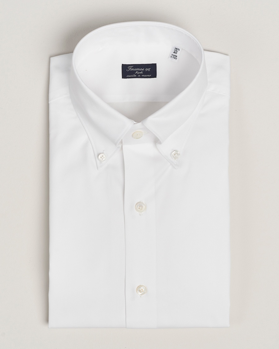 Finamore Napoli Milano Slim Oxford Button Down Shirt White – Blanc
