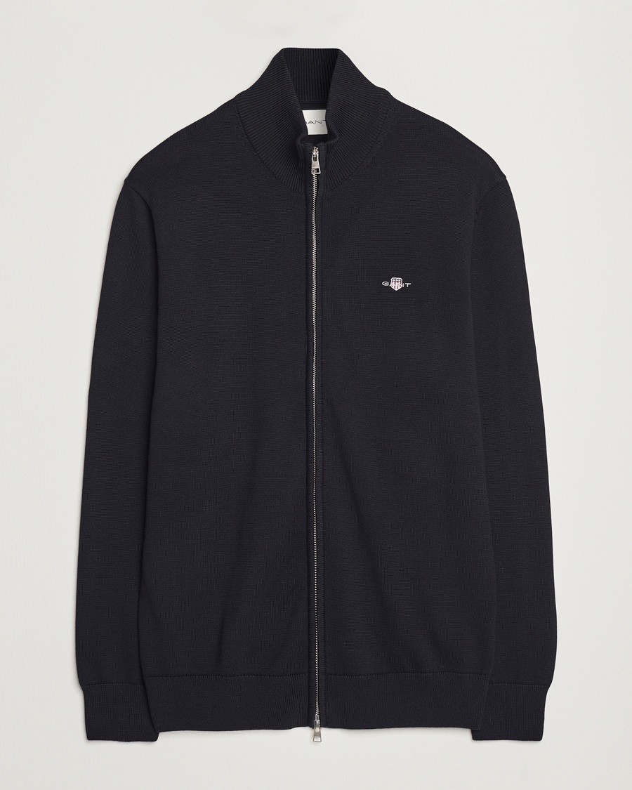 Gant Cotton Full Zip Cardigan Black – Noir