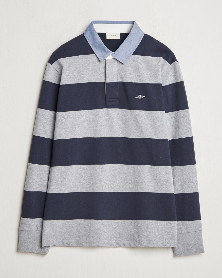 Gant Chambray Striped Heavy Rugger Grey Melange – Bleu