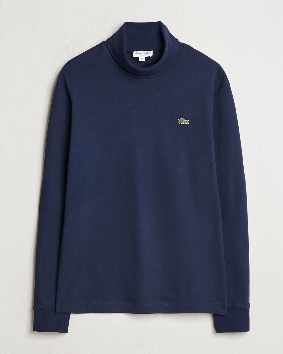 Lacoste Interlock Cotton Rollneck Navy – Blauw