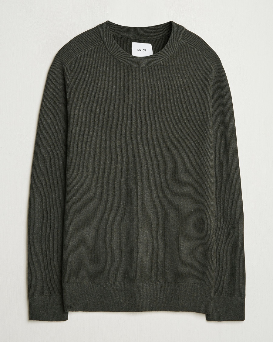 NN07 Kevin Cotton Knitted Sweater Dark Army – Vert
