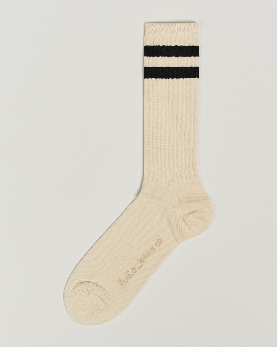 Nudie Jeans Amundsson Tennis Socks Off White/Black – Blanc