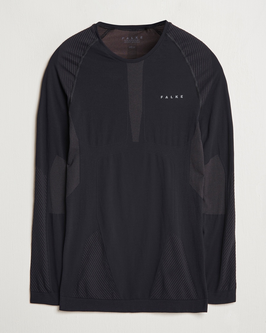Heren | T-Shirts | Falke Sport | Long Sleeve Warm Shirt Black