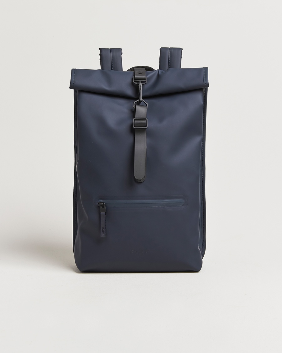 RAINS Rolltop Rucksack Navy – Bleu