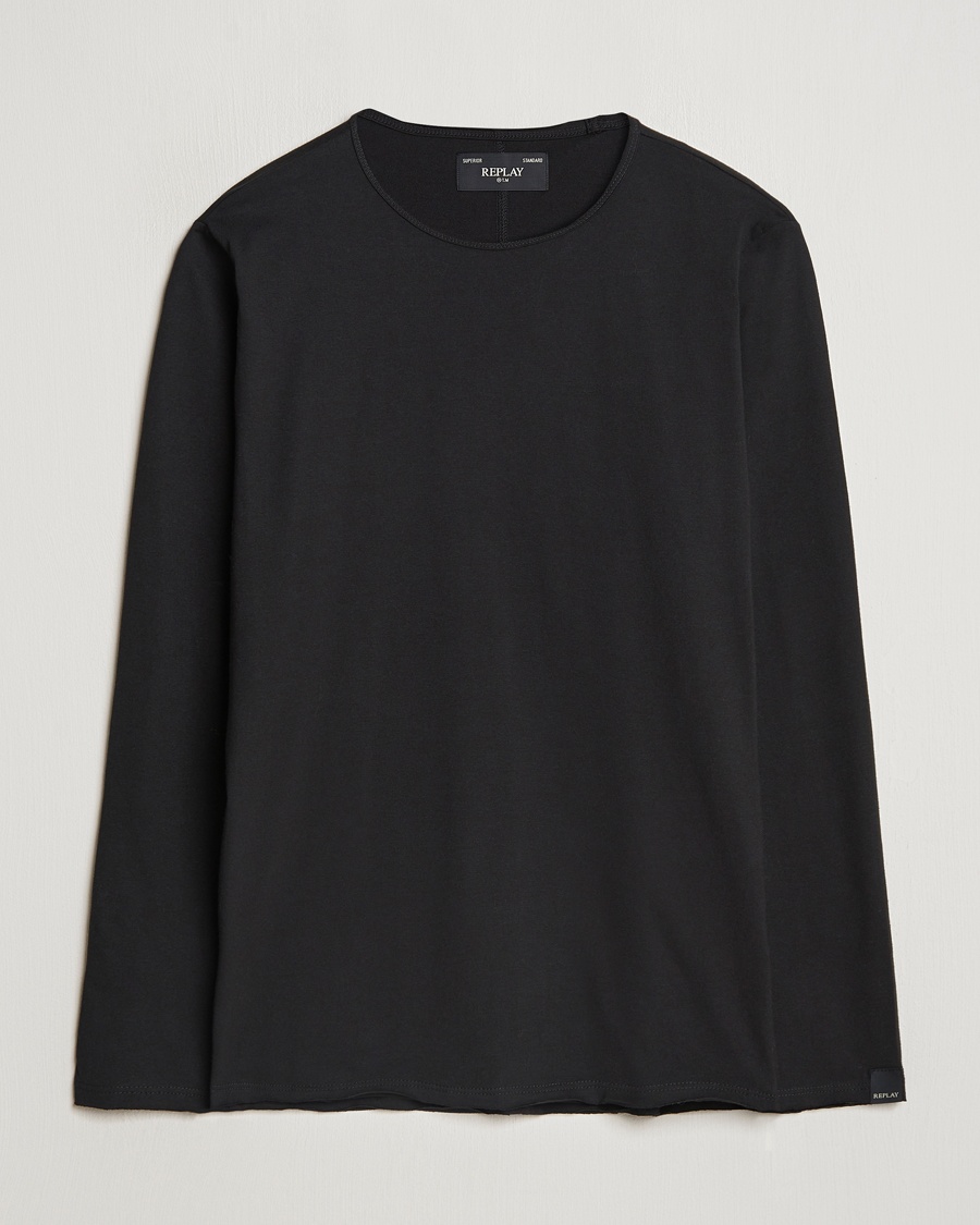 Replay Crew Neck Long Sleeve T-Shirt Black – Zwart