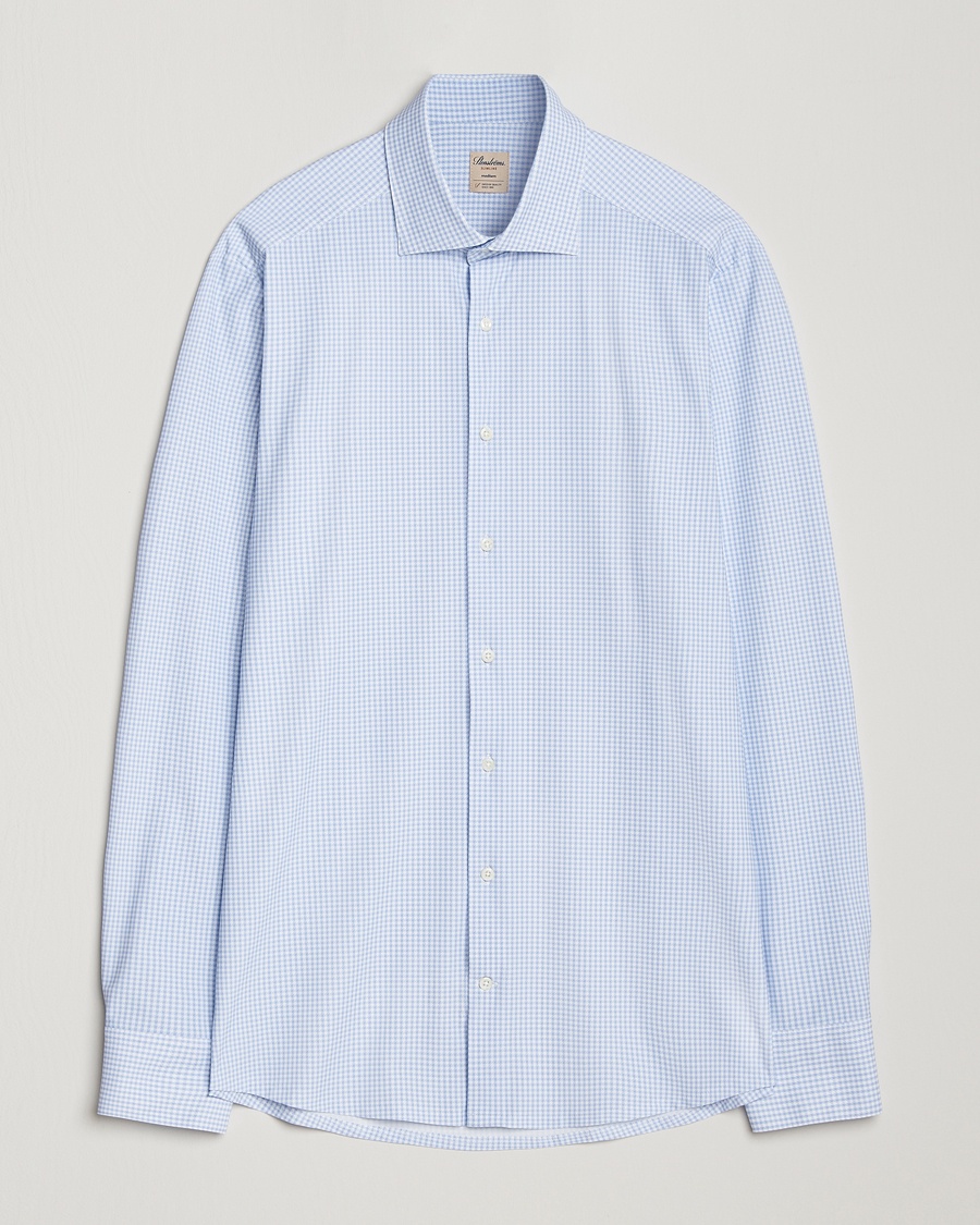 Stenströms Slimline Active Stretch Houndstooth Shirt Light Blue – Blauw