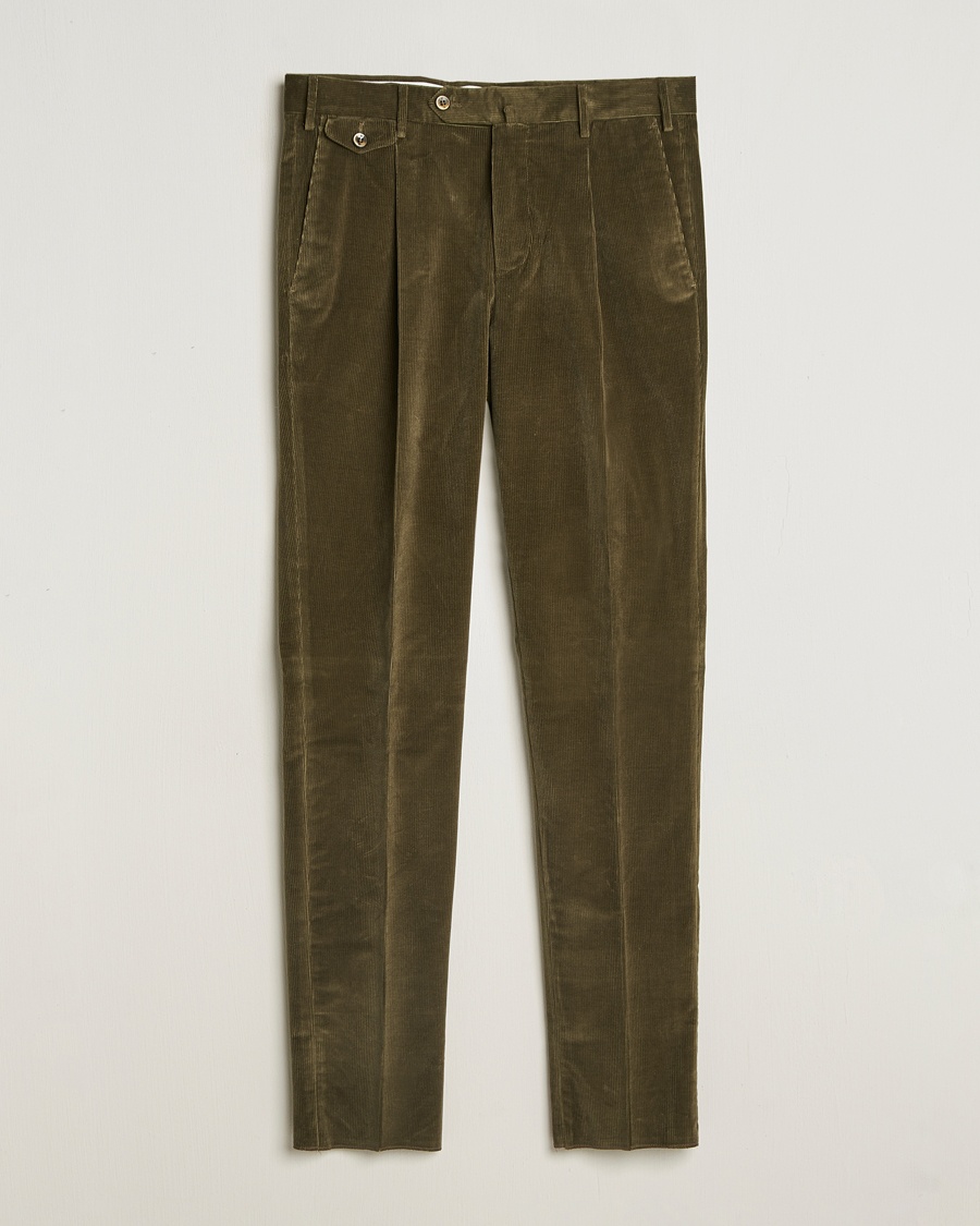 Homme | Pantalons En Velours Côtelé | PT01 | Slim Fit Corduroy Trousers Dark Green