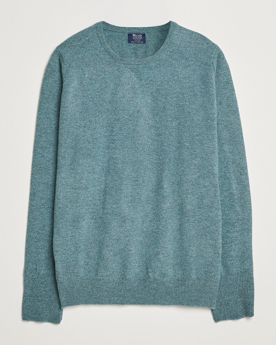 William Lockie Rob Lambswool Crewneck Caspian – Groen