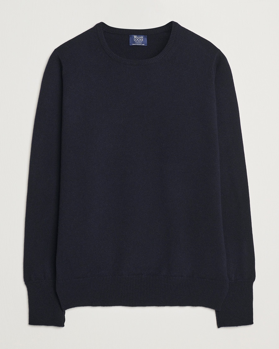 William Lockie Rob Lambswool Crewneck Navy – Bleu