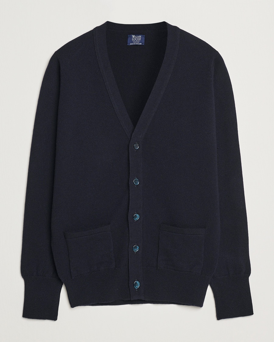 Homme | | William Lockie | Rob Lambswool Cardigan Navy