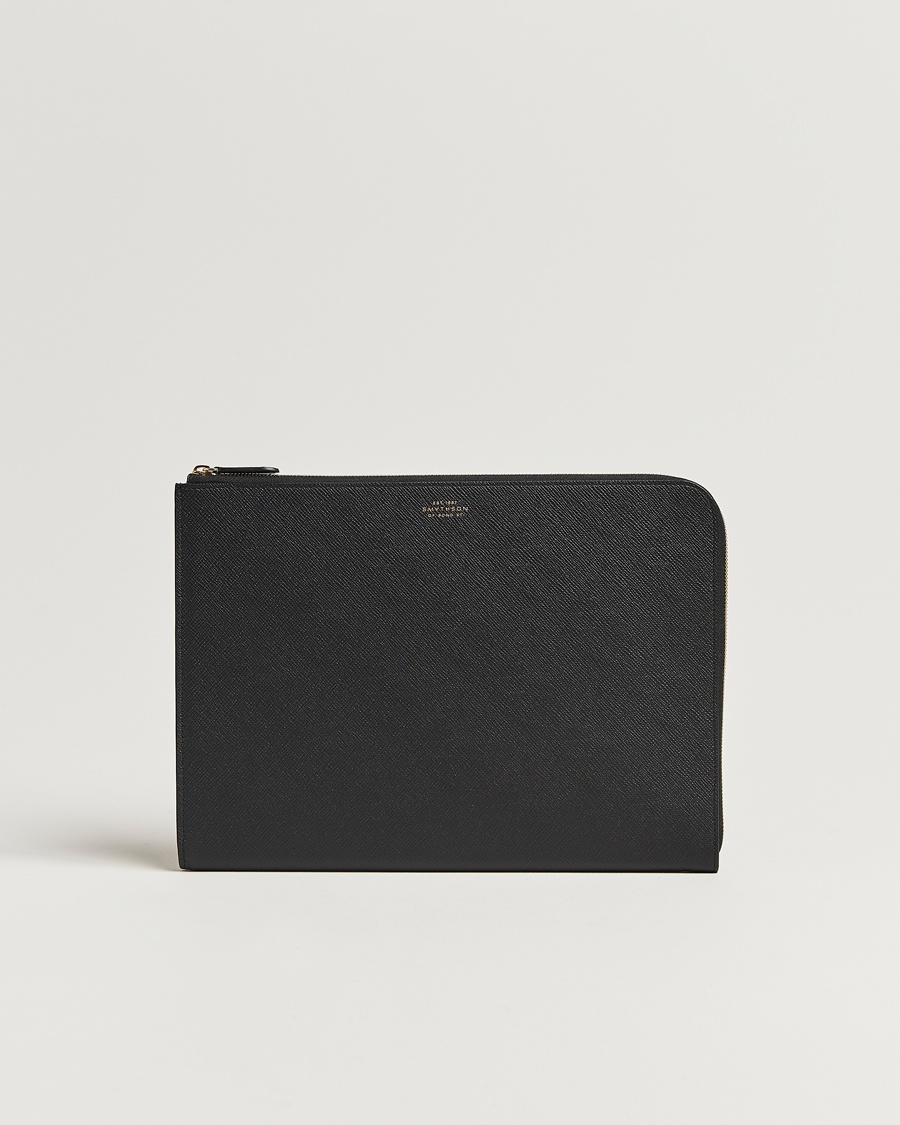Smythson Panama Small Laptop Case Black – Zwart