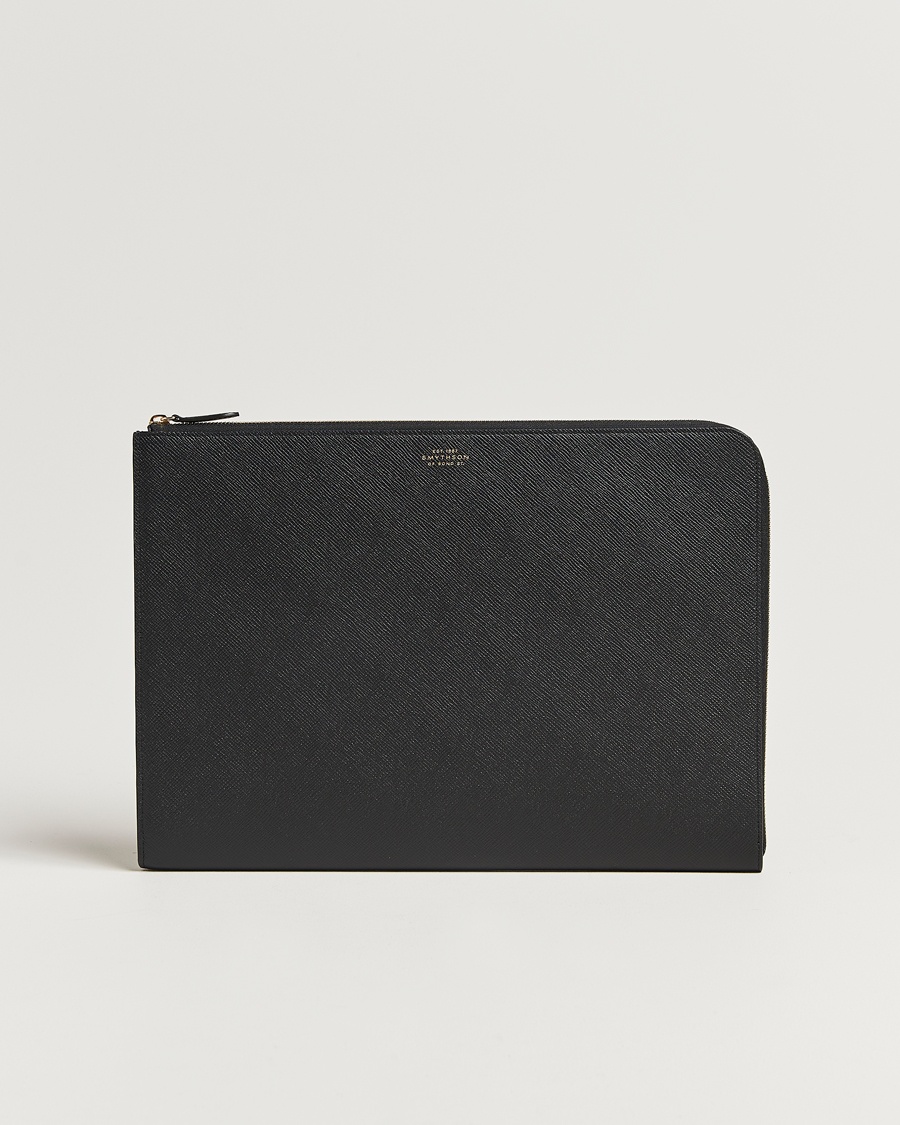 Smythson Panama Large Laptop Case Black – Zwart