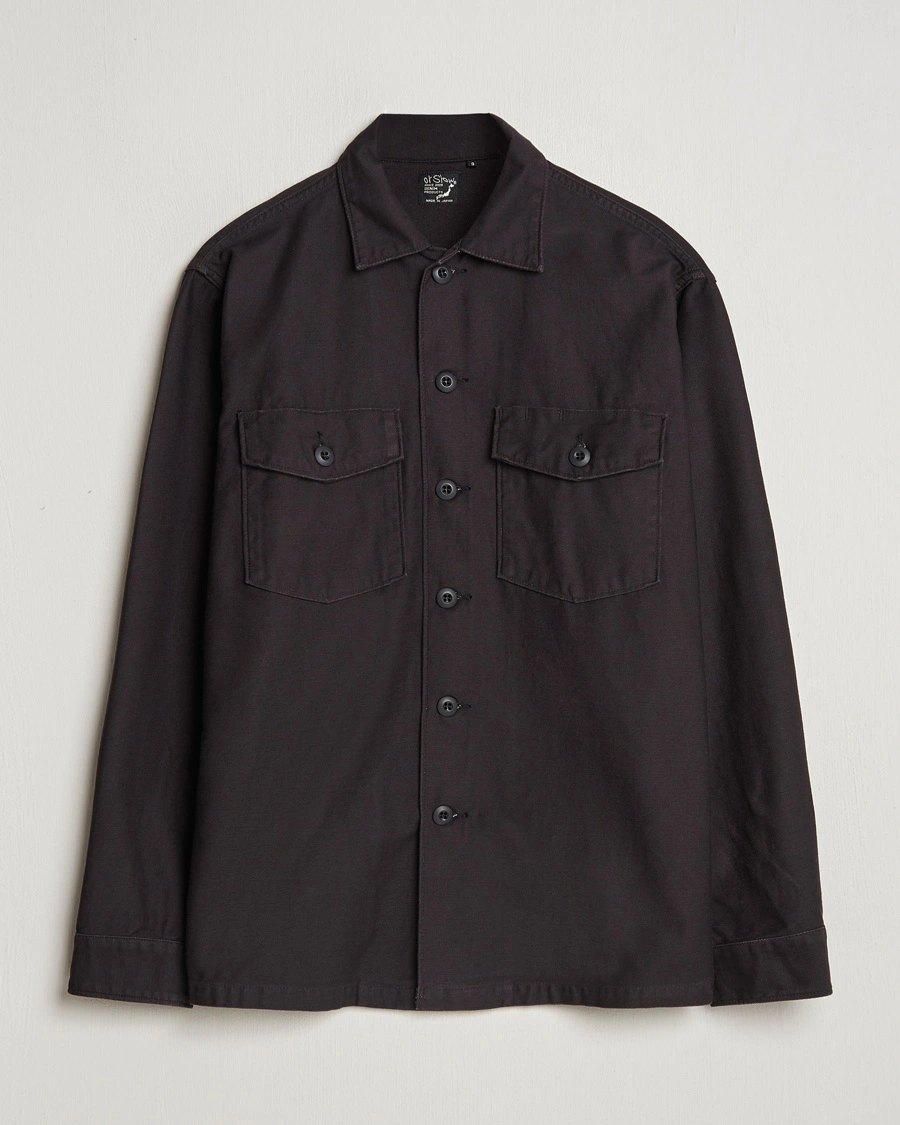 Homme | Chemises | orSlow | Cotton Sateen US Army Overshirt Black