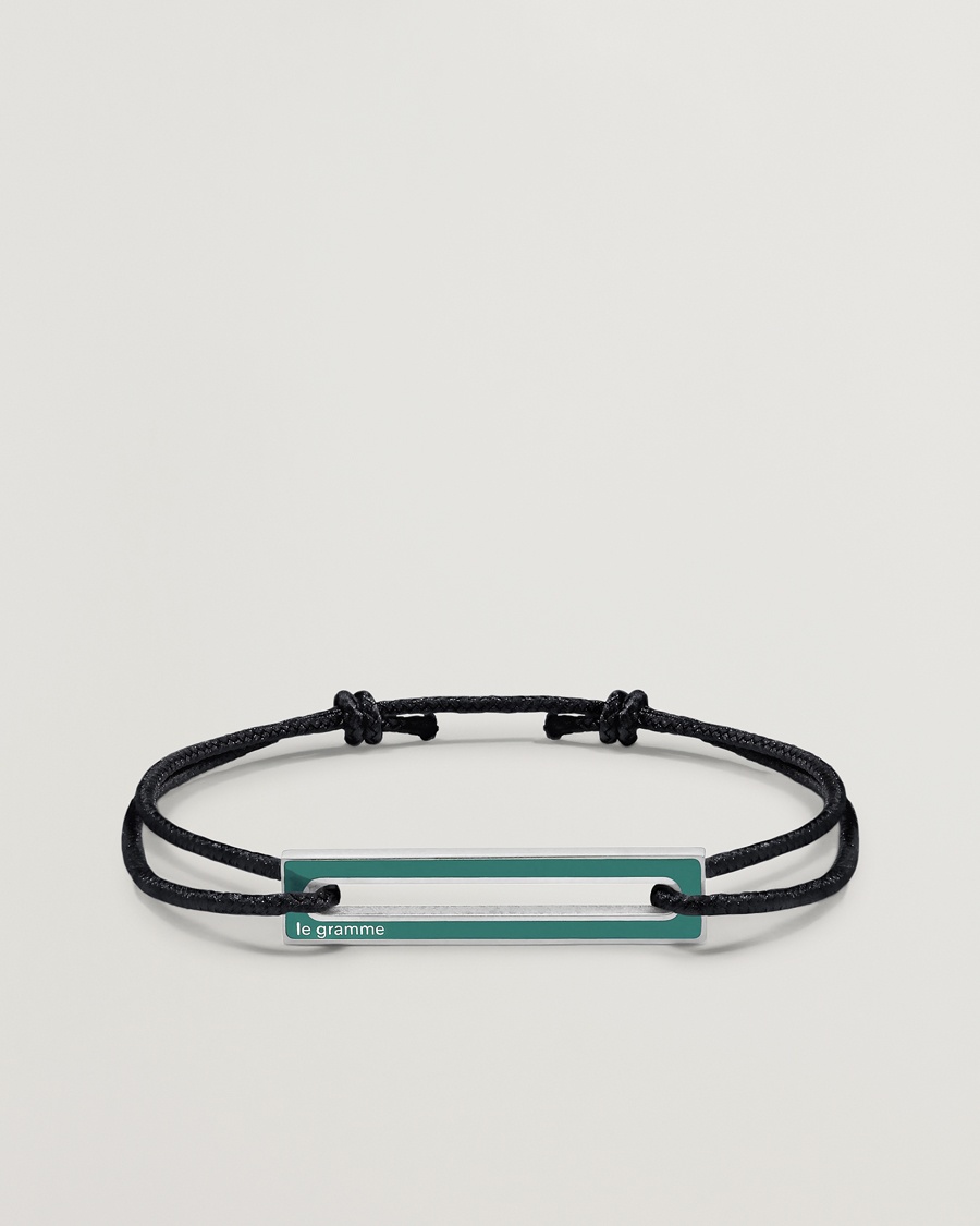 LE GRAMME Lacquered Cord Bracelet Green – Noir