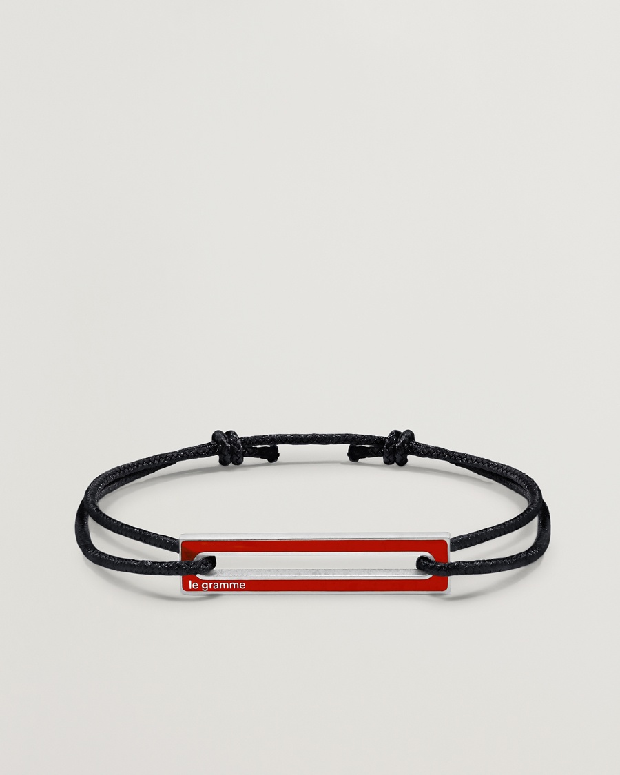 LE GRAMME Lacquered Cord Bracelet Red – Noir