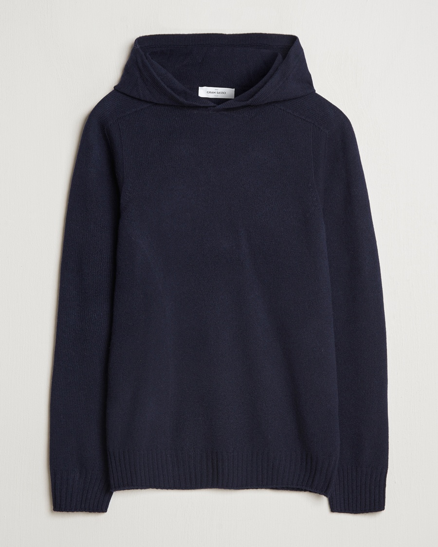 Gran Sasso Wool Hoodie Navy – Blauw