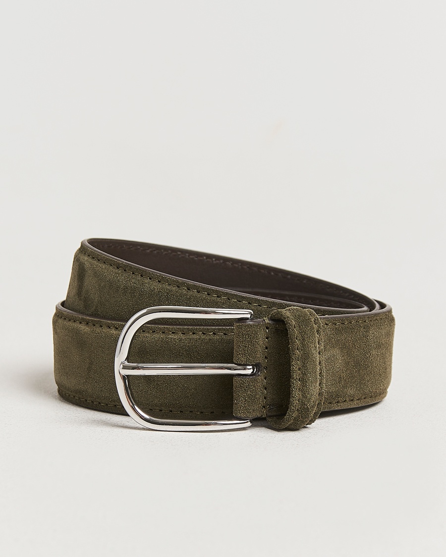 Homme | Bientôt En Stock | Anderson's | Suede 3,5 cm Belt Green