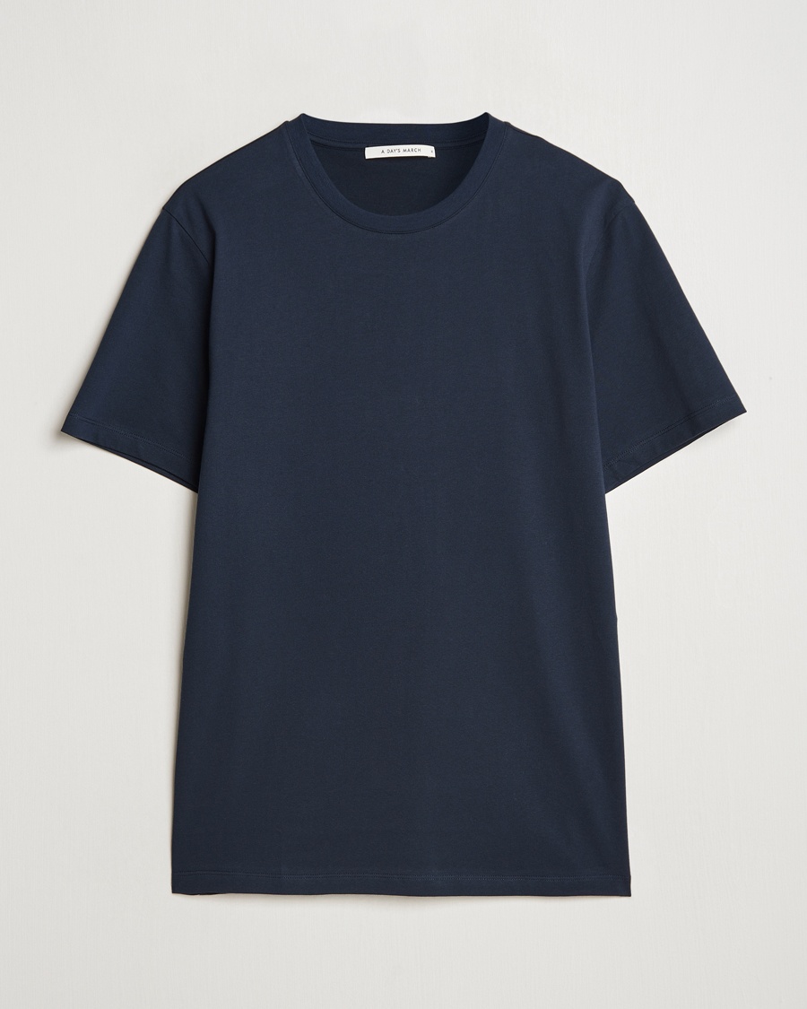 Heren | A Day's March | A Day's March | Midweight T-Shirt Navy