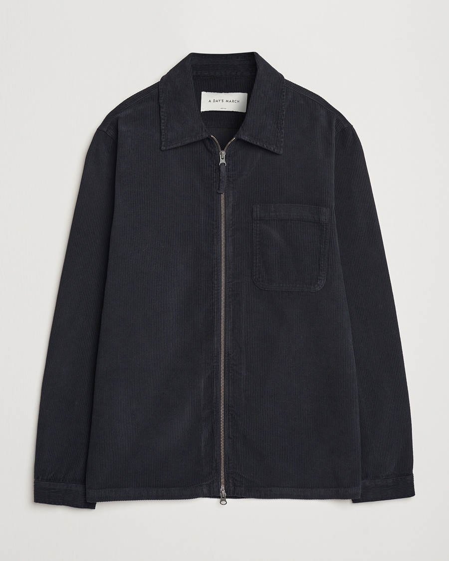 Homme | A Day's March | A Day's March Fraser Cord Zip Overshirt Black