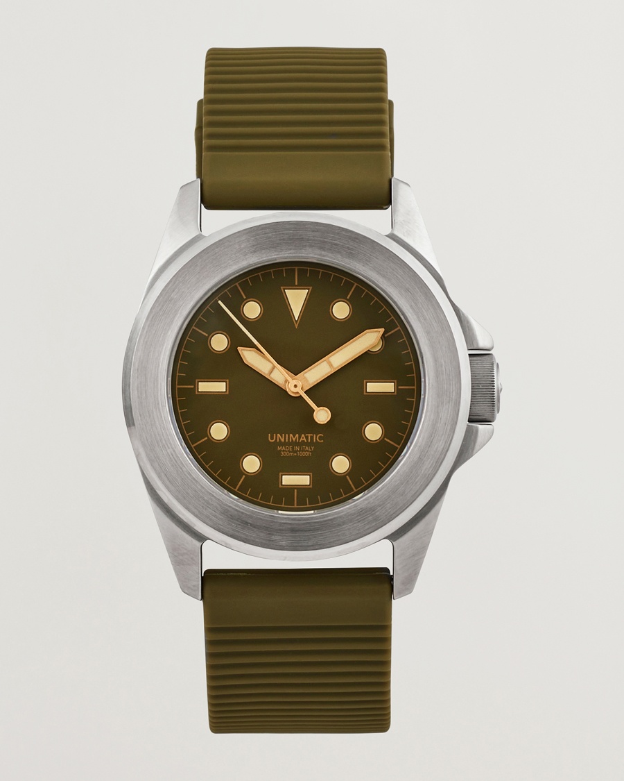 Homme | Bracelet En Caoutchouc | UNIMATIC | Modello Quattro - Limited Watch Olive
