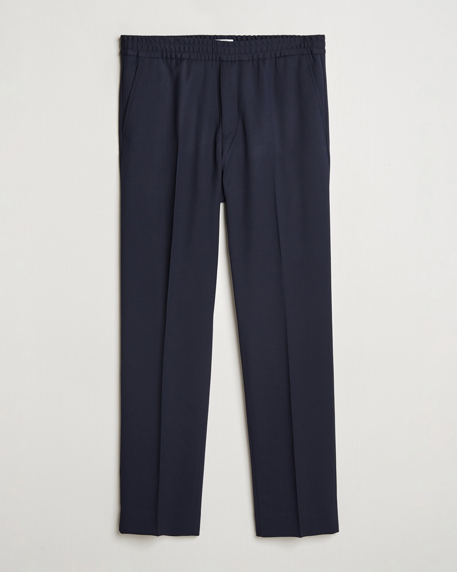 Filippa K Theo Relaxed Wool Trousers Navy – Bleu