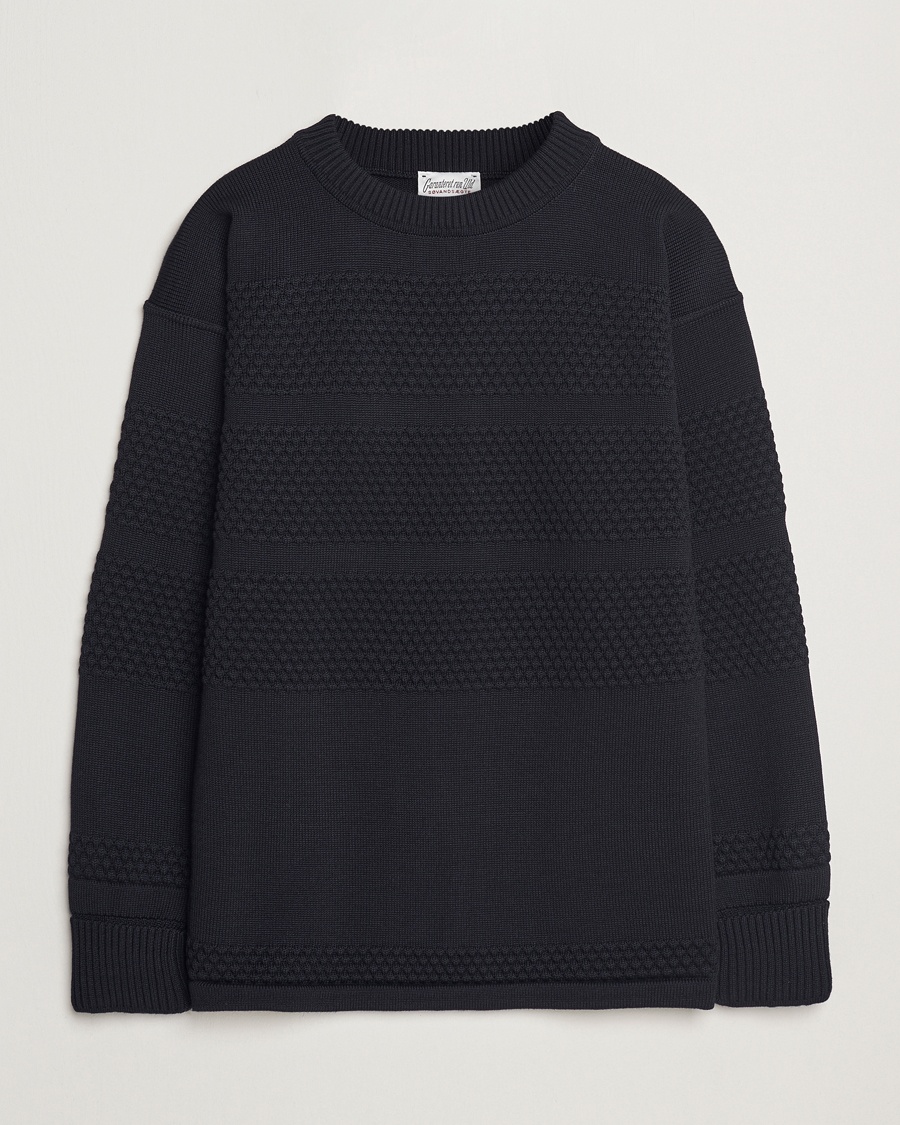 Homme | | S.N.S. Herning | Fisherman Wool Crew Neck Sweater Navy Blue