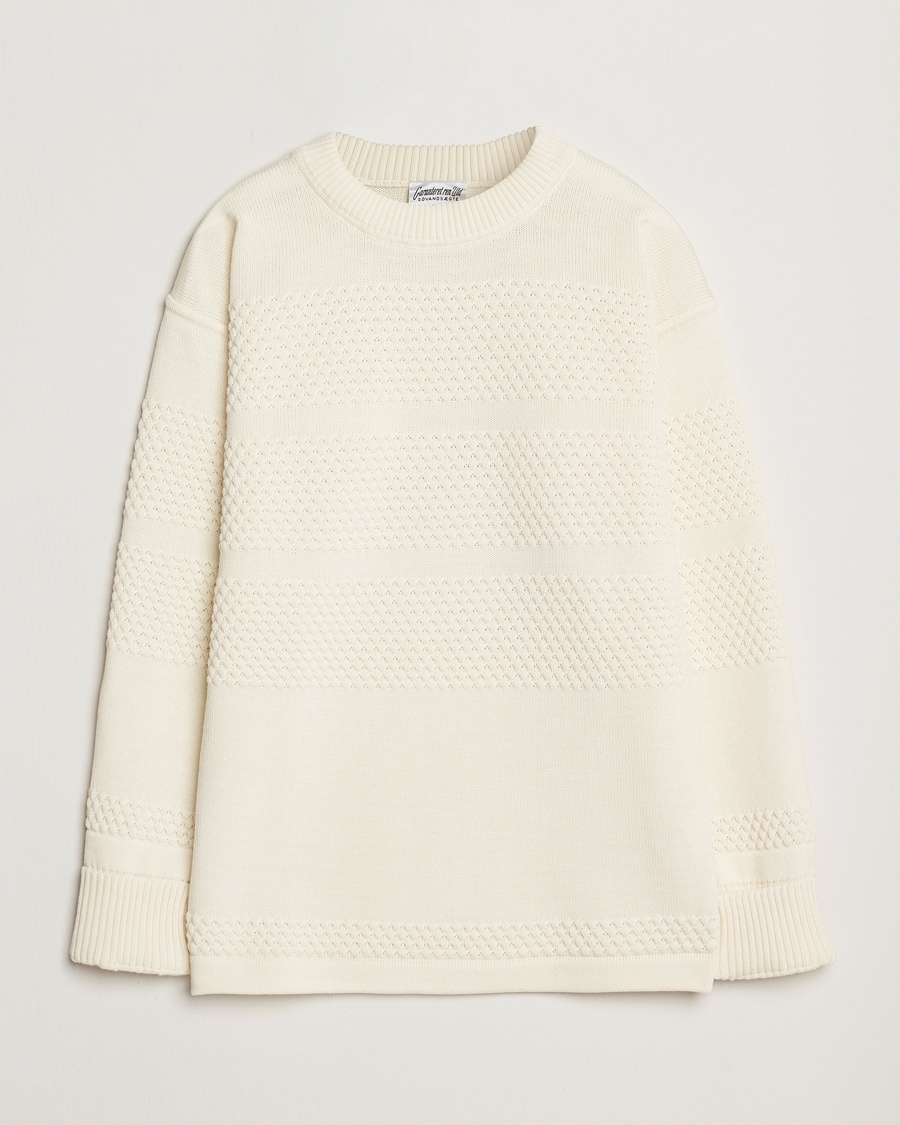 Homme | | S.N.S. Herning | Fisherman Wool Crew Neck Sweater Natural White
