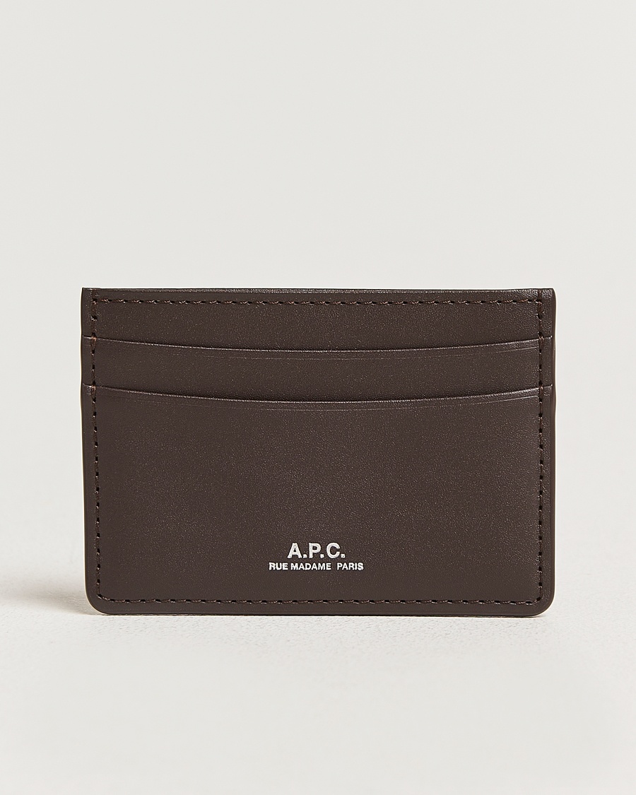 Homme | A.P.C. | A.P.C. | Calf Leather Card Holder Dark Brown