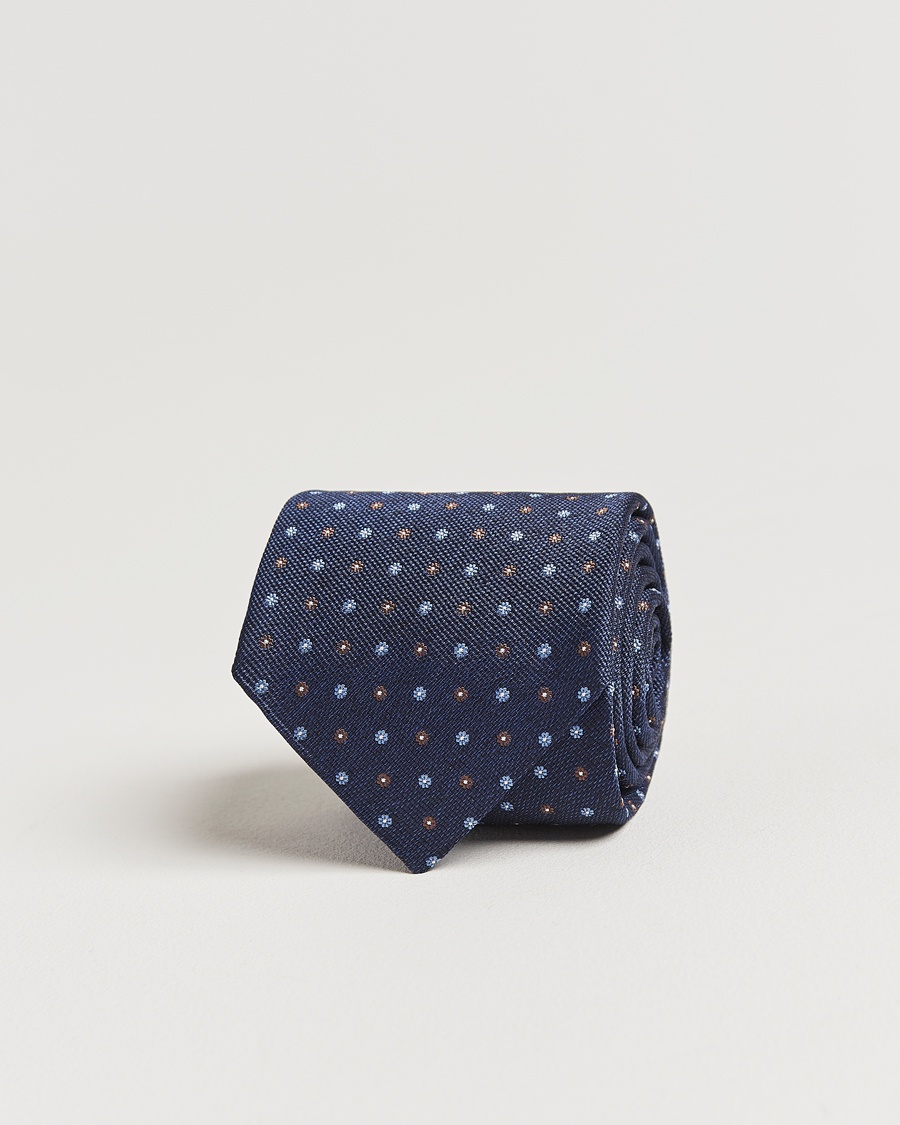 Homme | Cravates | Amanda Christensen | Silk Reps Printed Flower 8cm Tie Navy