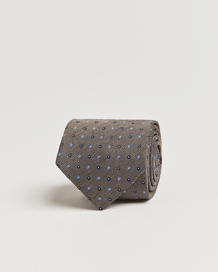 Homme | Cravates | Amanda Christensen | Silk Reps Printed Flower 8cm Tie Brown