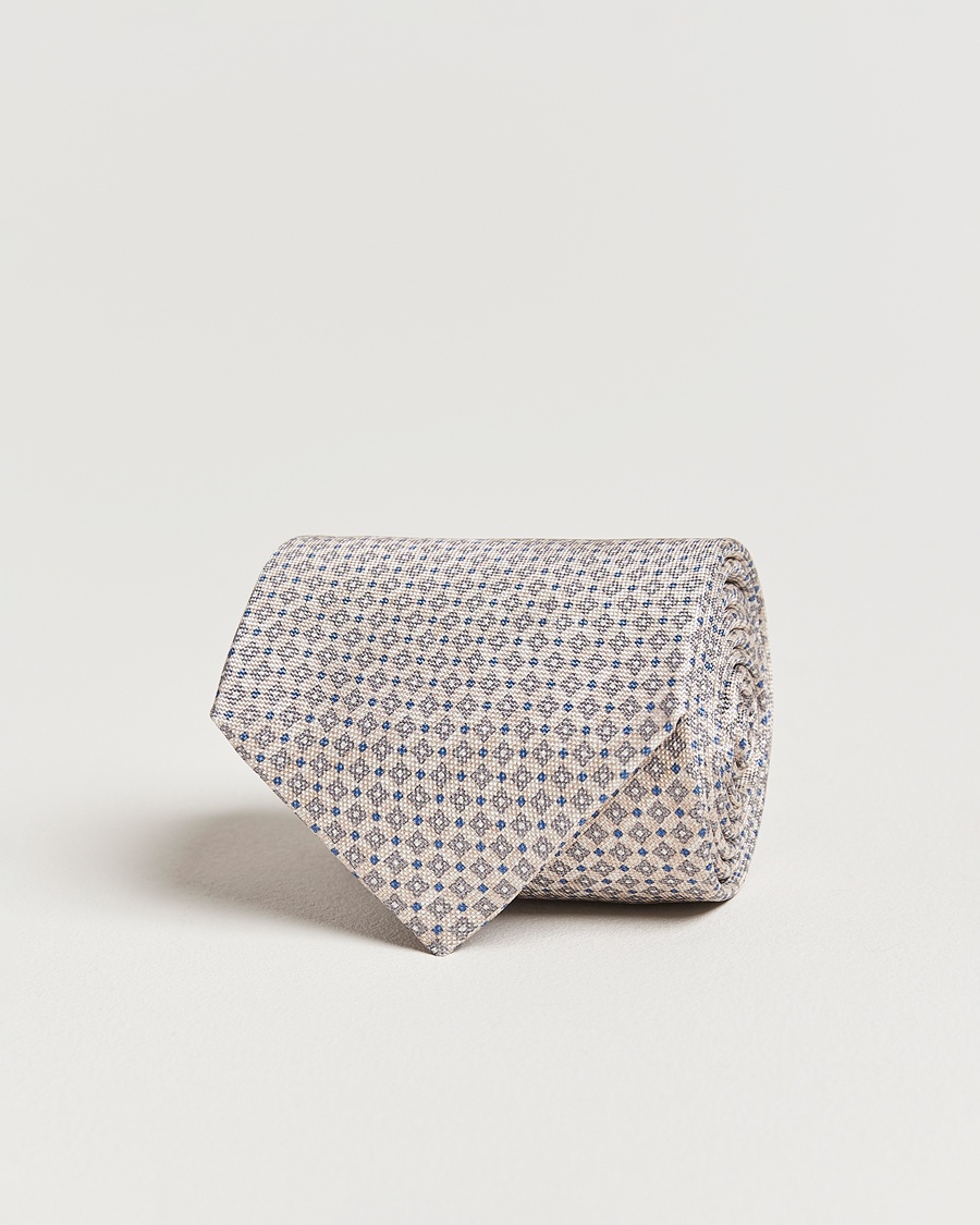 Homme | Cravates | Amanda Christensen | Silk Oxford Printed Micro Flower 8cm Tie Beige