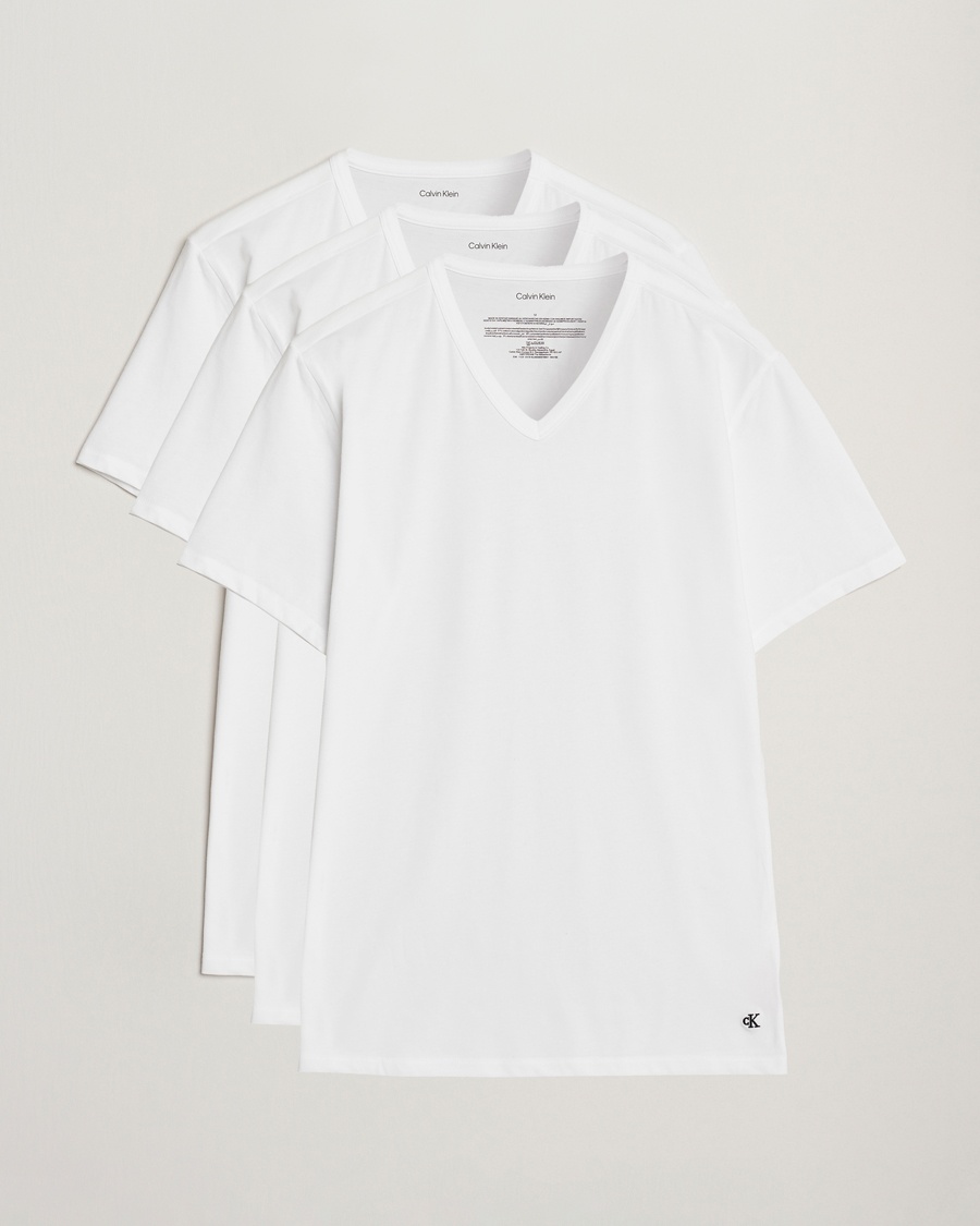 Calvin Klein 3-Pack Cotton Stretch V-Neck T-Shirt White – Blanc