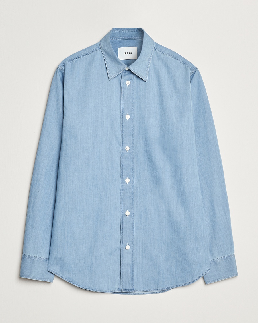 NN07 Colby Denim Shirt Bleached Indigo – Blauw
