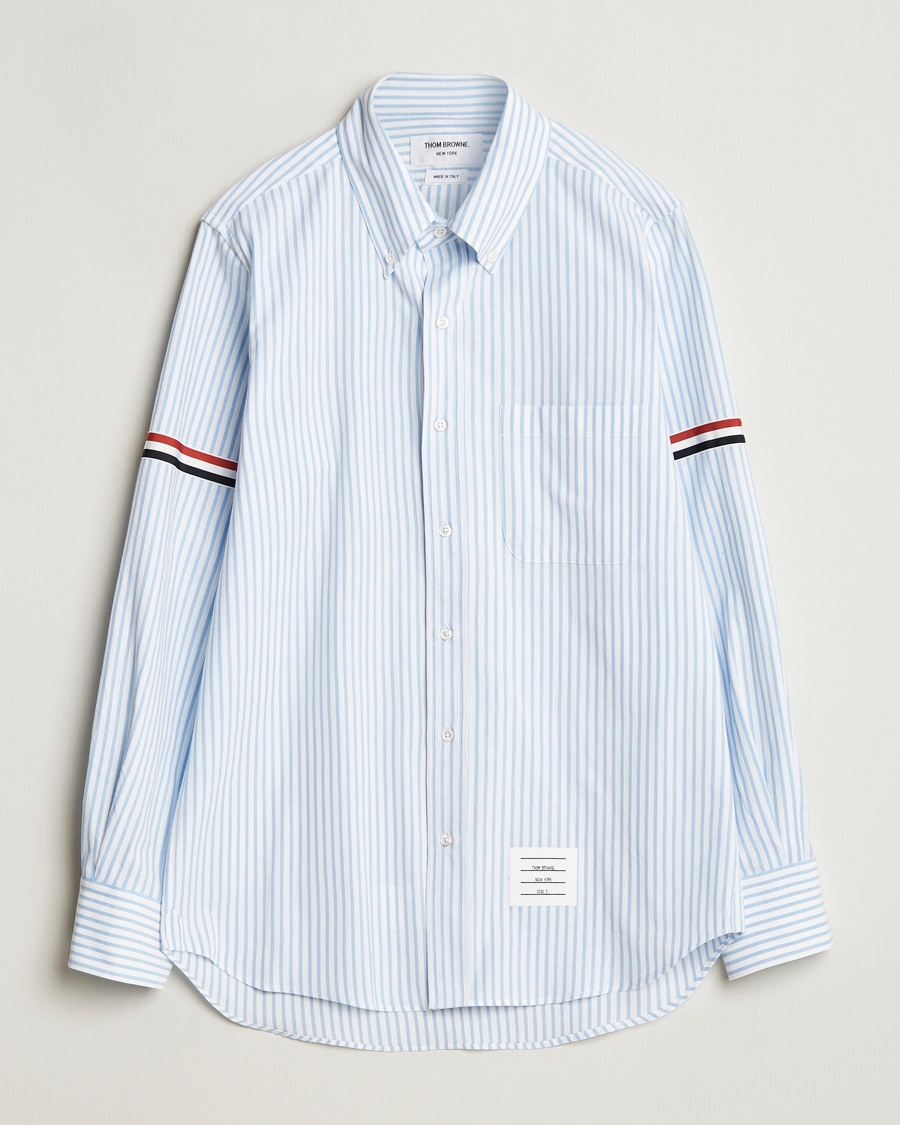 Homme | Chemises Décontractées | Thom Browne | Uniform Stripe Cotton Shirt Light Blue