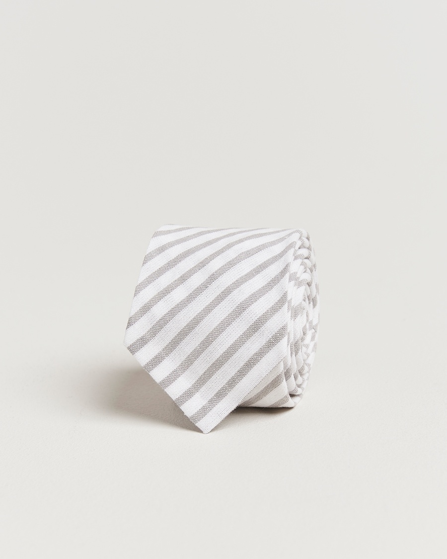 Homme | | Thom Browne | Uniform Stripe Cotton Tie Grey/White