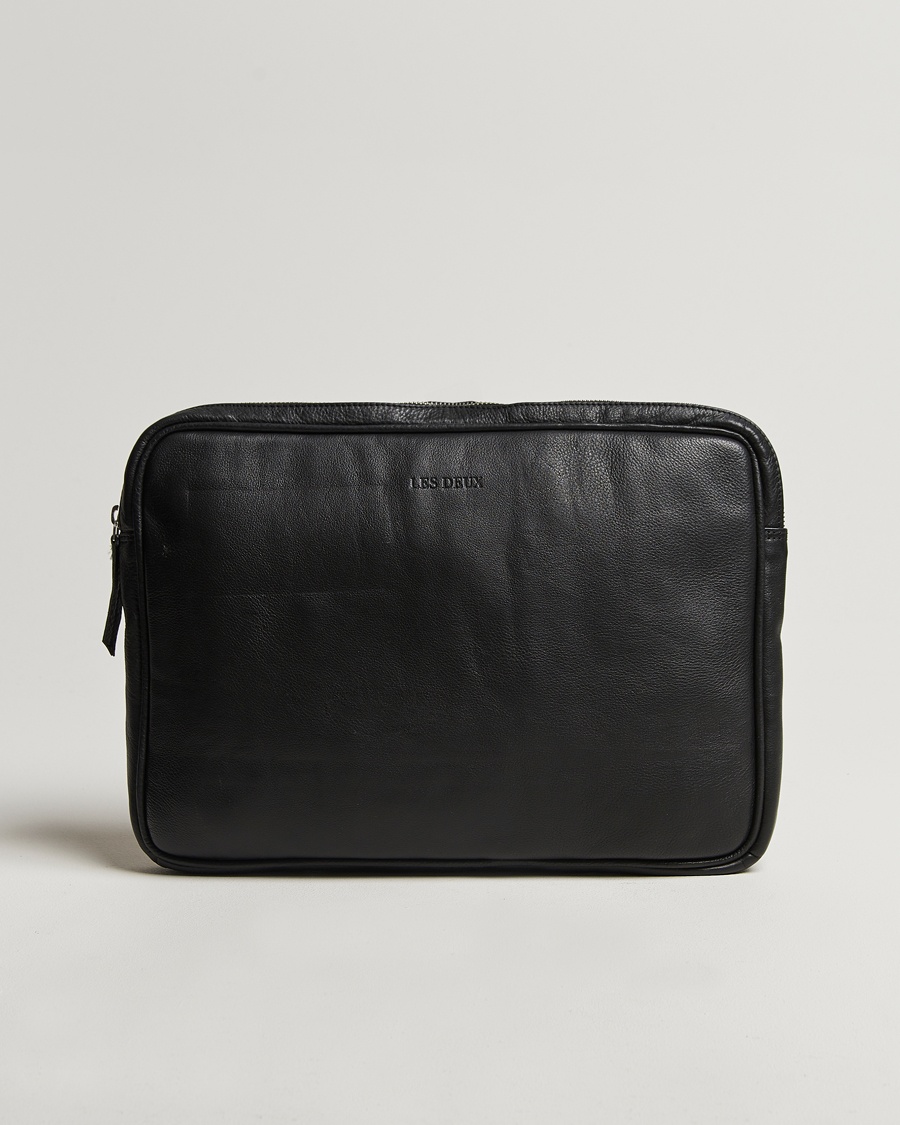 LES DEUX Leather Laptop Sleeve Black – Zwart