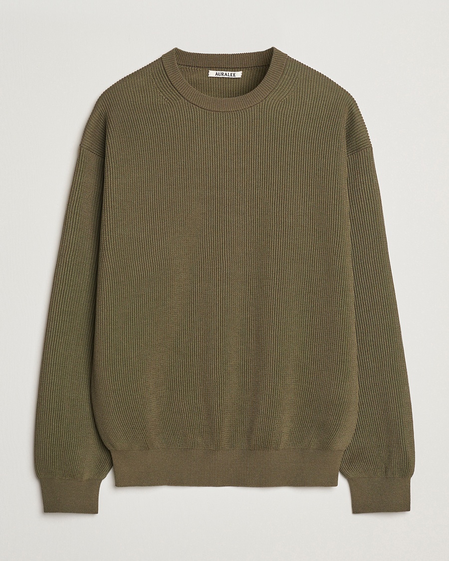 Heren | Gebreide truien | Auralee | Cotton Rib Crew Neck Khaki