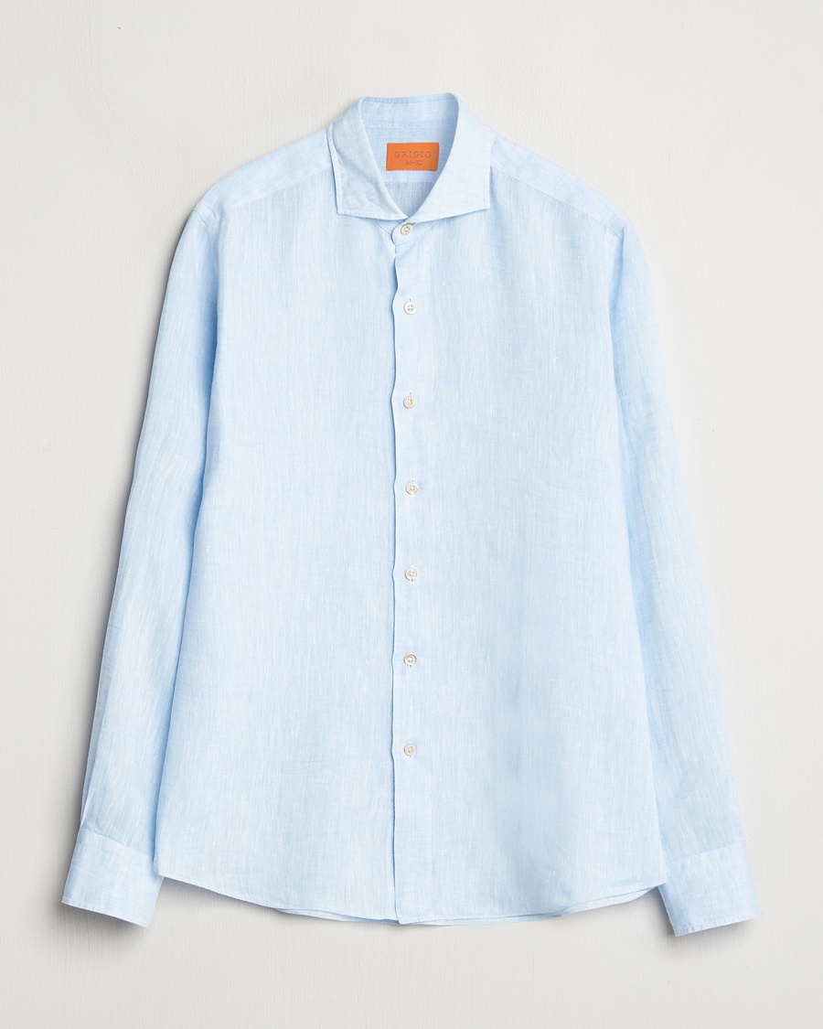 Homme | Italian Department | Grigio | Linen Casual Shirt Light Blue