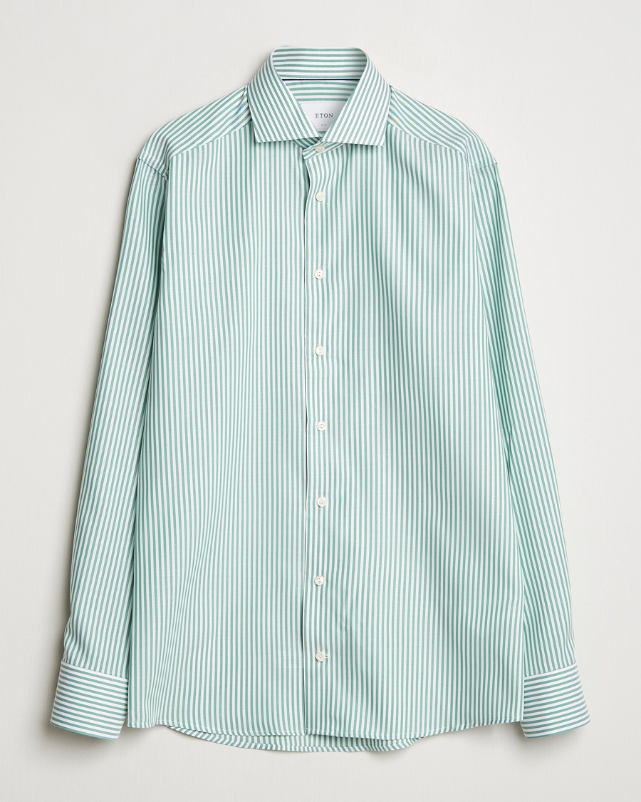 Heren | Tijdelijk seizoensaanbod | Eton | Slim Fit Signature Oxford Shirt Green/White