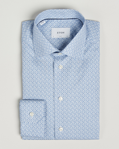 Heren | Eton | Eton | Slim Fit Signature Twill Printed Shirt Light Blue
