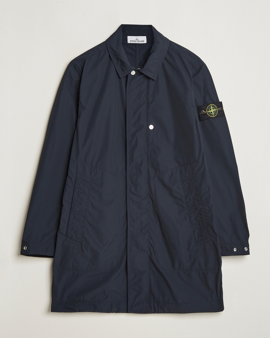 Homme | | Stone Island | Micro Twill Long Coat Navy Blue