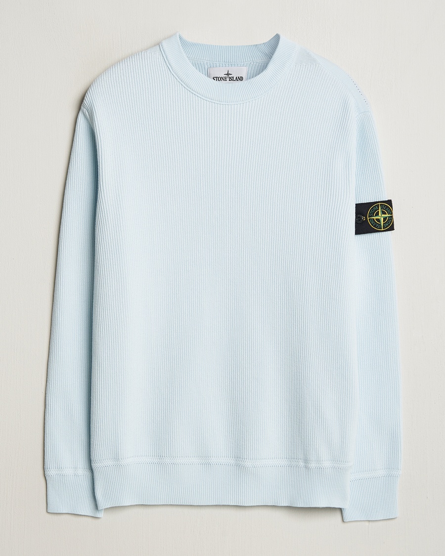 Homme | | Stone Island | Ribbed Soft Organic Cotton Crewneck Sky Blue
