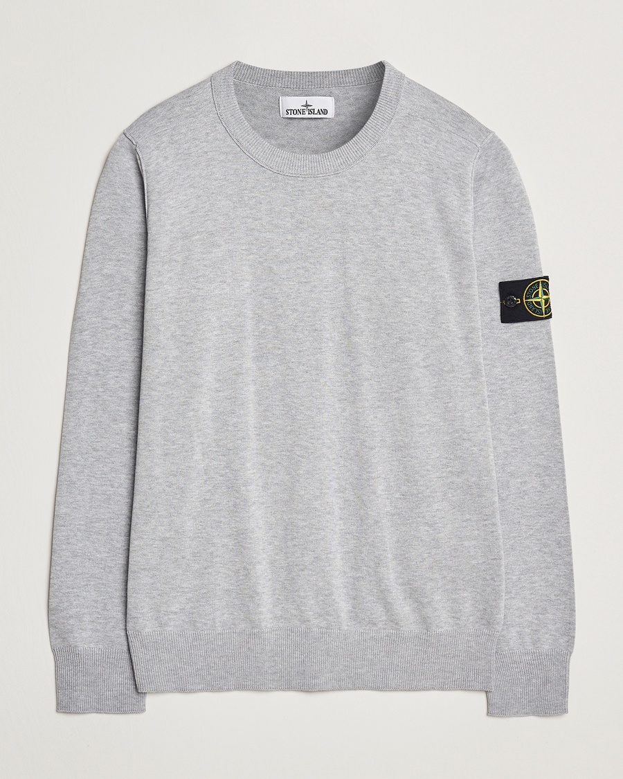 Homme | | Stone Island | Soft Organic Cotton Crew Neck Melange Pearl Grey