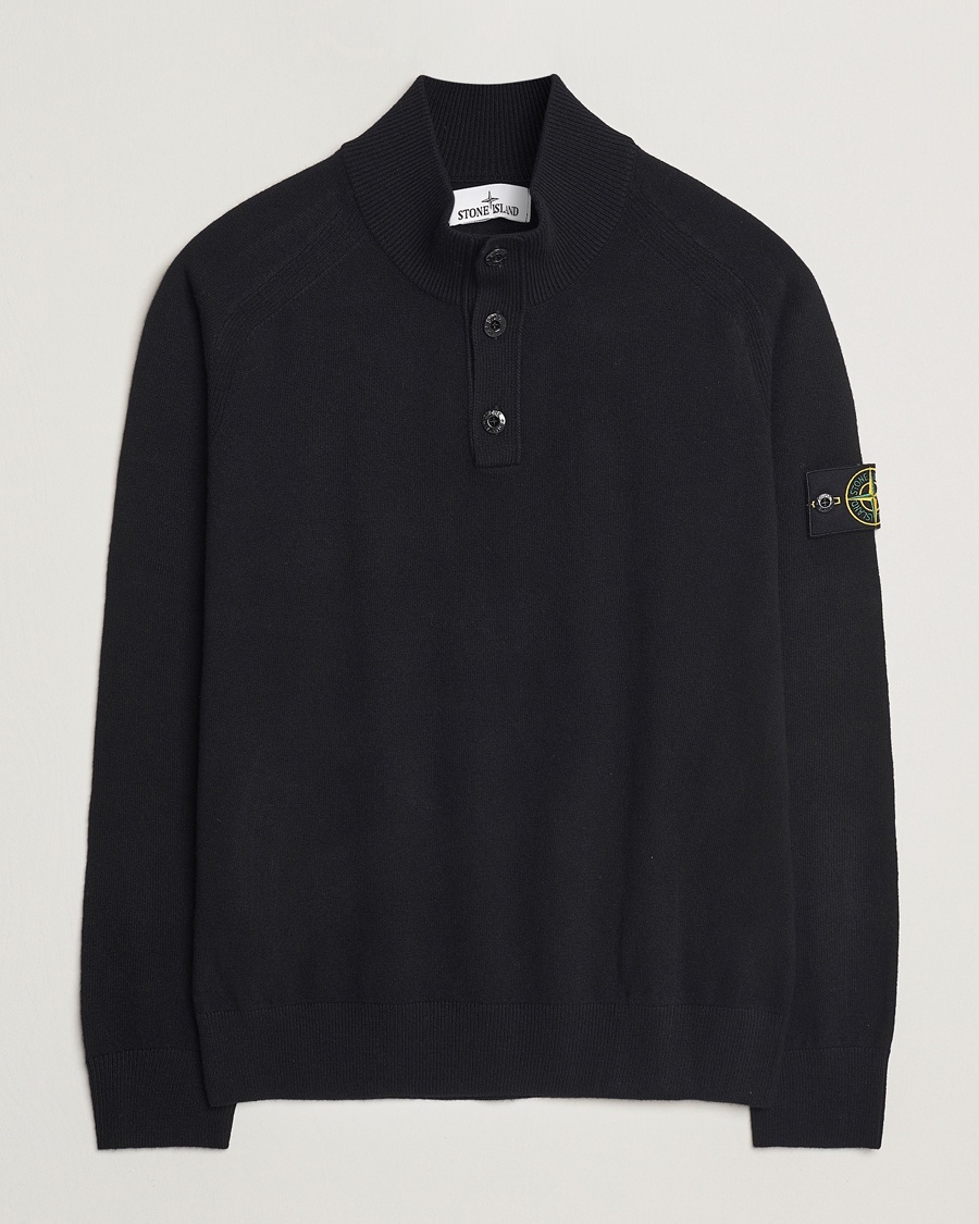 Homme | Garments that Lasts | Stone Island | Knitted Geelong Wool Half Button Zip Black