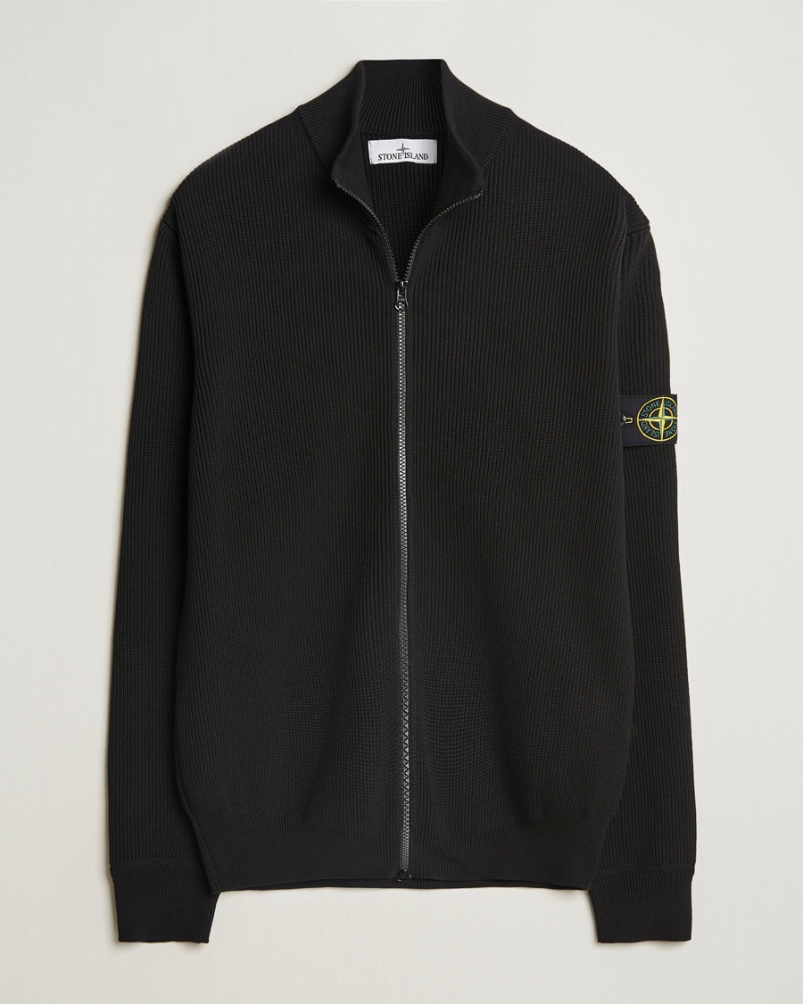 Homme | Nouveautés | Stone Island | Ribbed Soft Organic Cotton Full Zip Black