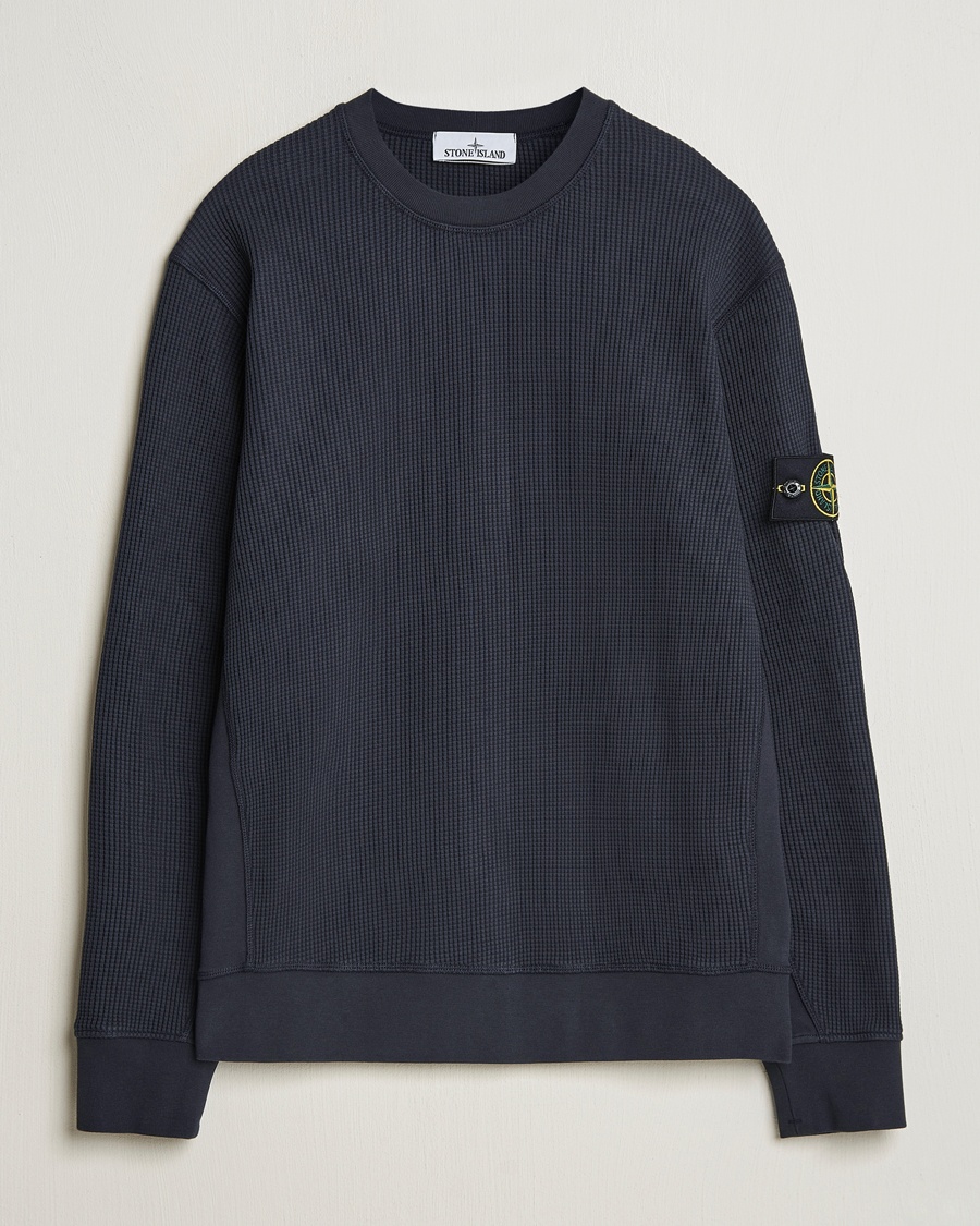 Homme | | Stone Island | Organic Cotton Waffle Fleece Sweatshirt Navy Blue